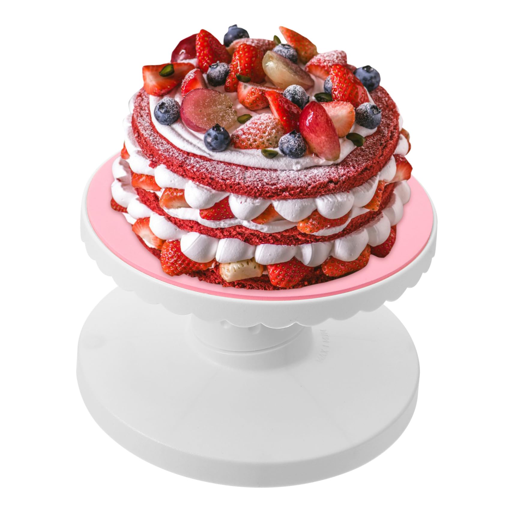 SOLUSTRE Mesa Giratoria para Pasteles de 10 Pulgadas en Plástico Rosa Función Antideslizante Que Mantiene el Pastel en Su Lugar Adecuado para Modelado y Cerámica