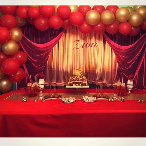Miniatura 4 de GYA Telón de fondo rojo dorado para fiesta, 7 x 5 pies, teatro, baile de máscaras, baile de graduación, fondo para niños, familia, negocios,