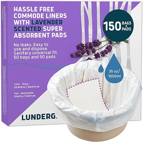 Lunderg Forros para cómodas con almohadillas absorbentes perfumadas de lavanda, paquete económico de grado médico, 150 unidades, ajuste universal,