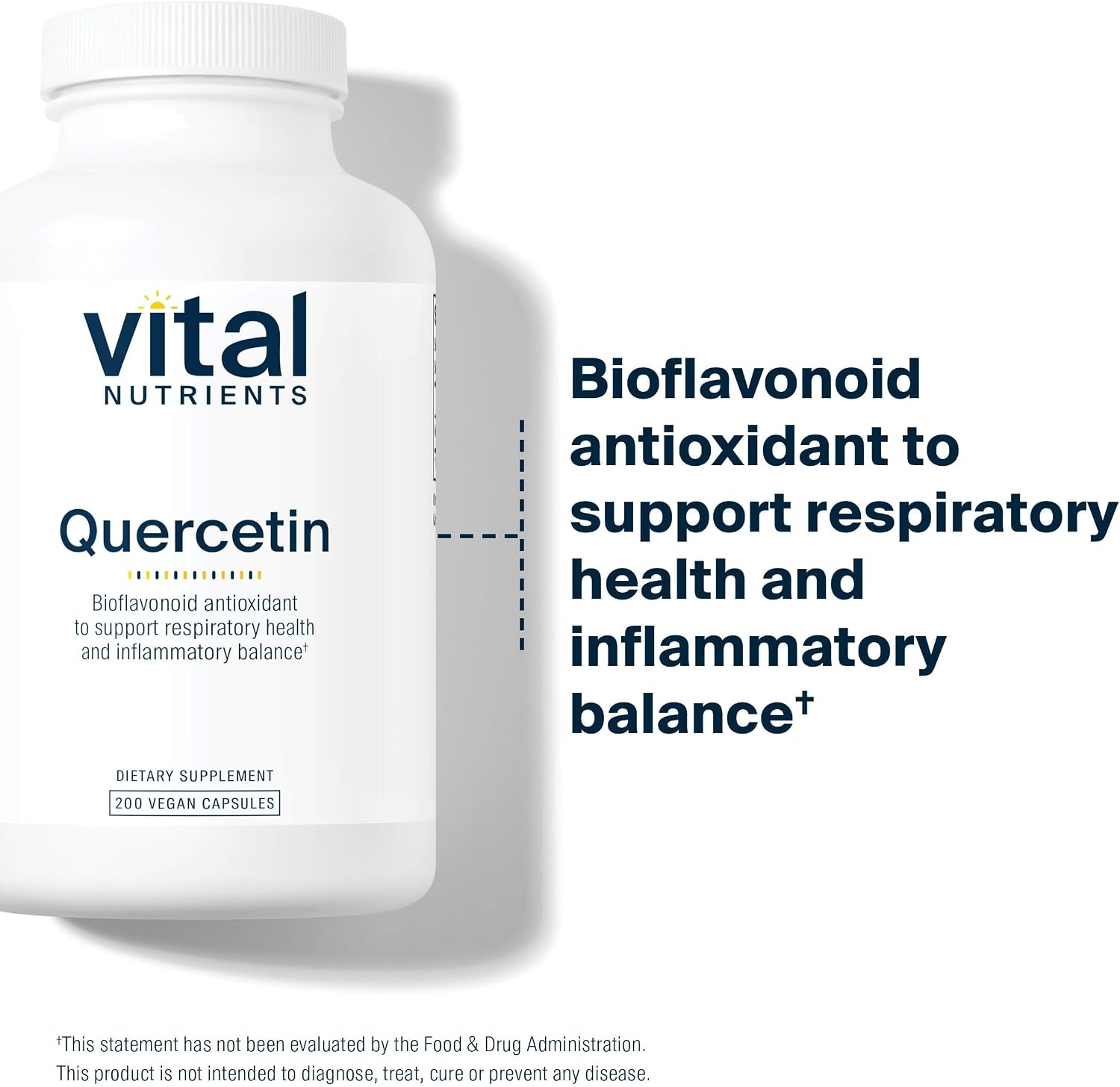 Vital Nutrients Quercetin - Vegan Quercetin Supplement with Bioflavonoids for Sinus, Respiratory, Heart, & Immune Function Support - Gluten, Dairy, Soy Free - 500mg - 200 Capsules