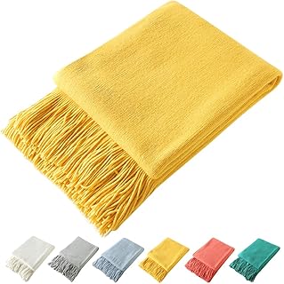 Homiest Decorative Knitted Throw Blanket with Fringe Soft & Cozy Tassel ...