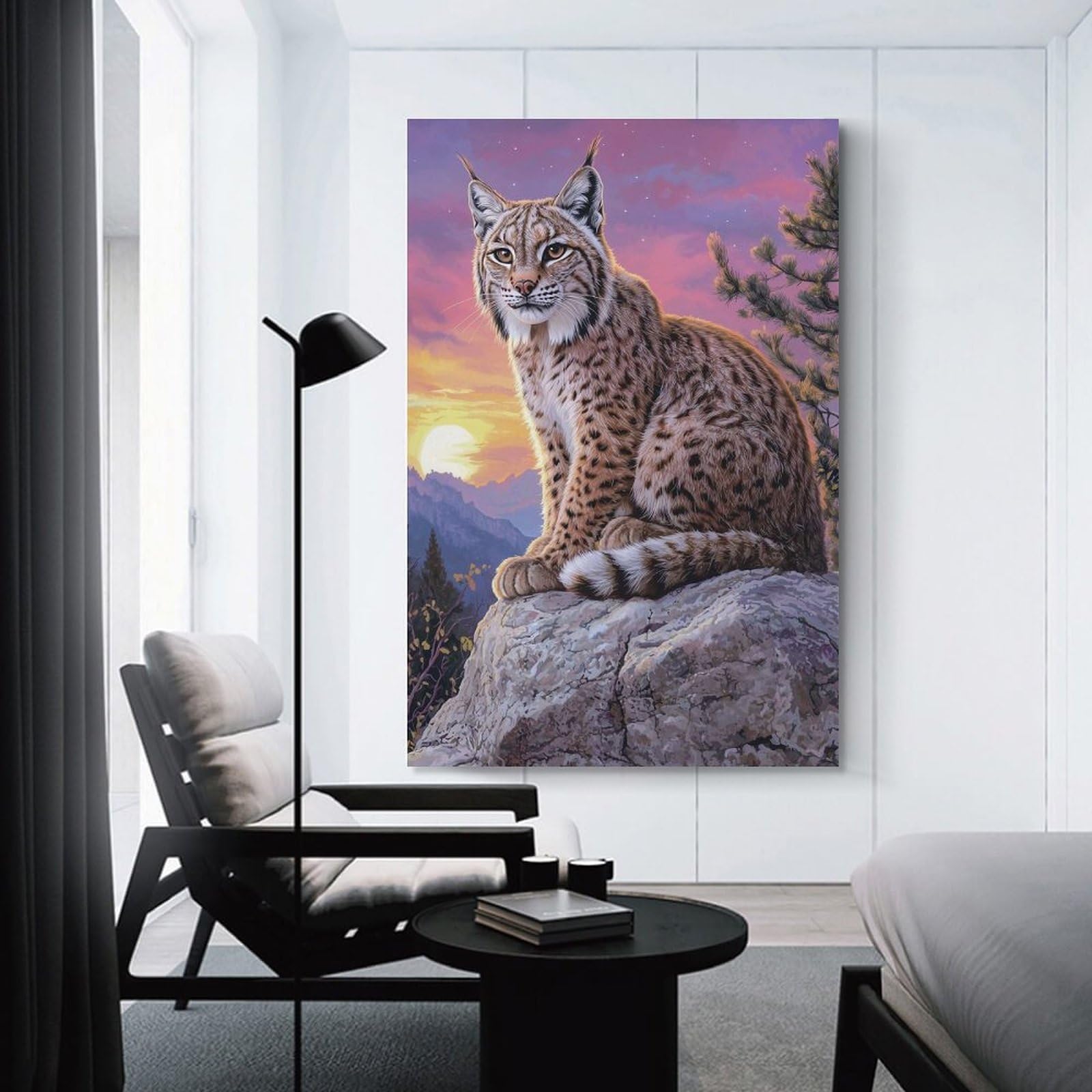 Junmoney Unframe-Style-15 Decorative Wall Artwork Lynx At Sunset, 24X36inch(60X90cm), For Contemporary Homes, Apartments Or Offices, An Easy Choice For New Home Styling