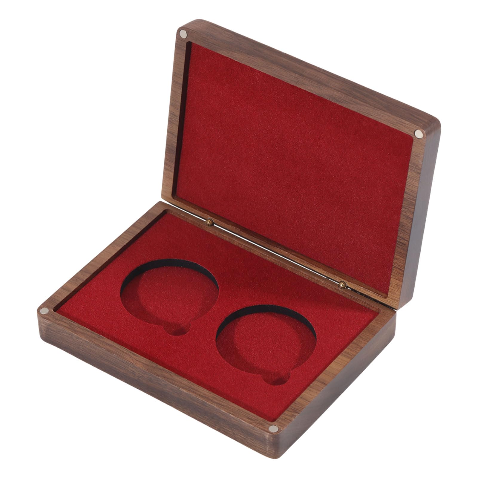 beinkmake Dual-slot Wooden Coin Display Case Complete Set Matched by Red Velvet Insert for Silver Coins Challenge Coins and Collector Display Ideal Coin Collector Gift