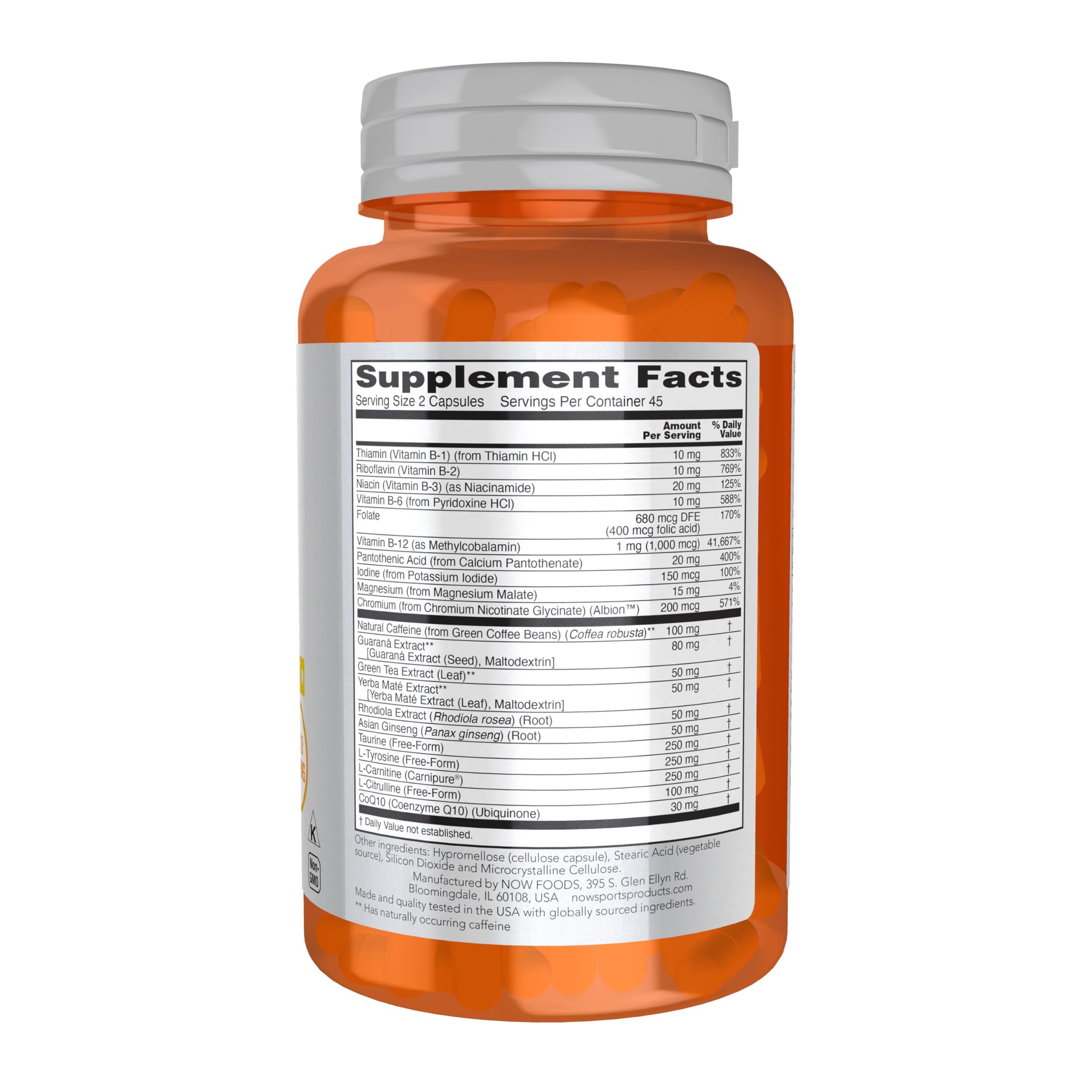 Now Sports, Energy Extreme, Natural Caffeine and B Vitamins, 90 Veg Caps — Amazon image 2