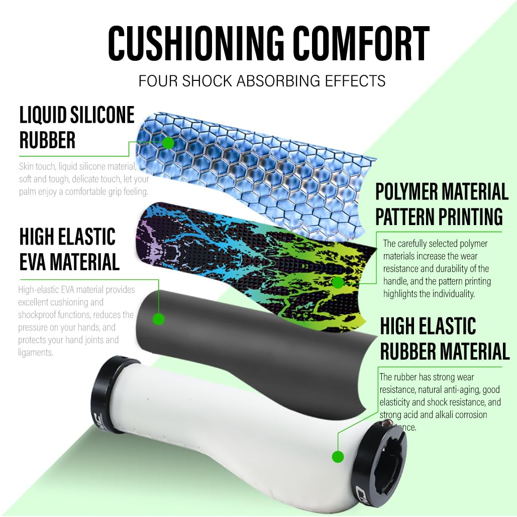 CHooee Impugnature ergonomiche per mountain bike, in silicone per manubrio MTB/BMX.