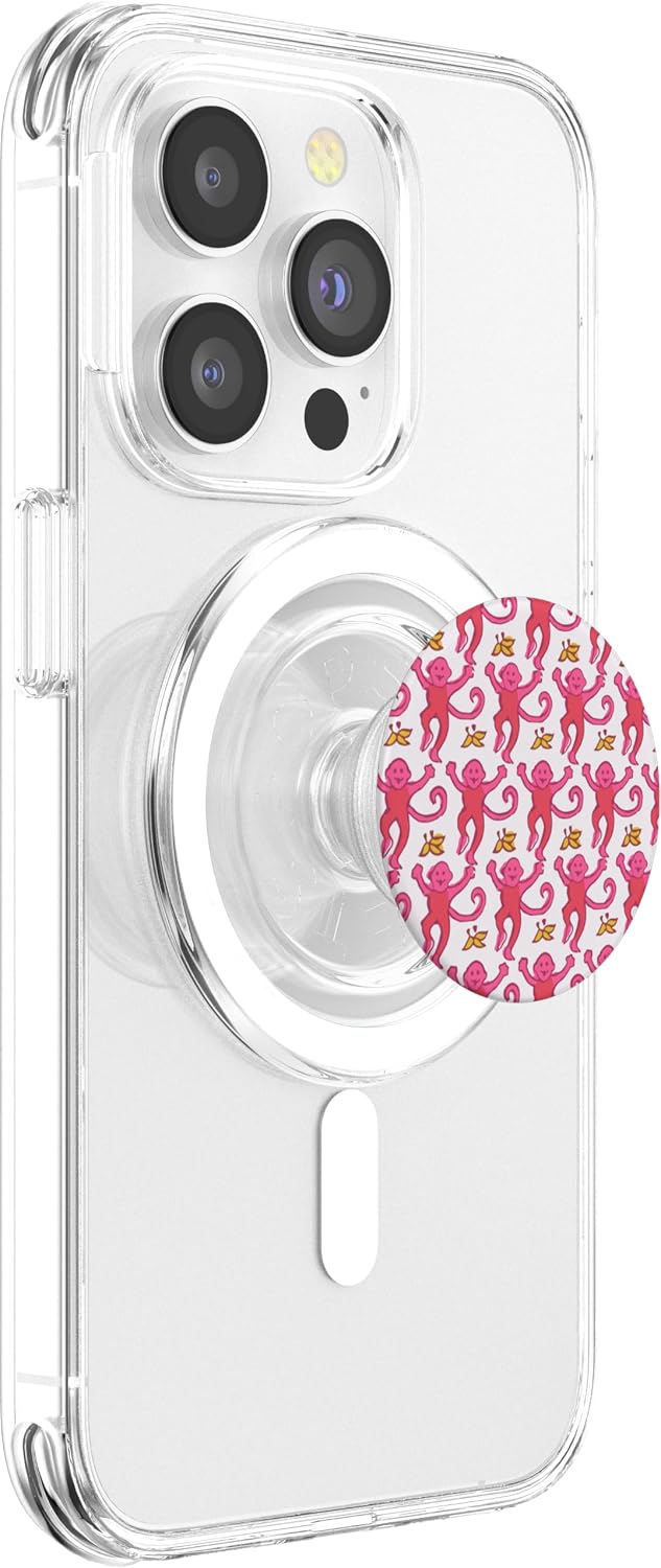 Pink Roller Monkey Funny Cute Rabbit Monkey PopSockets PopGrip for MagSafe