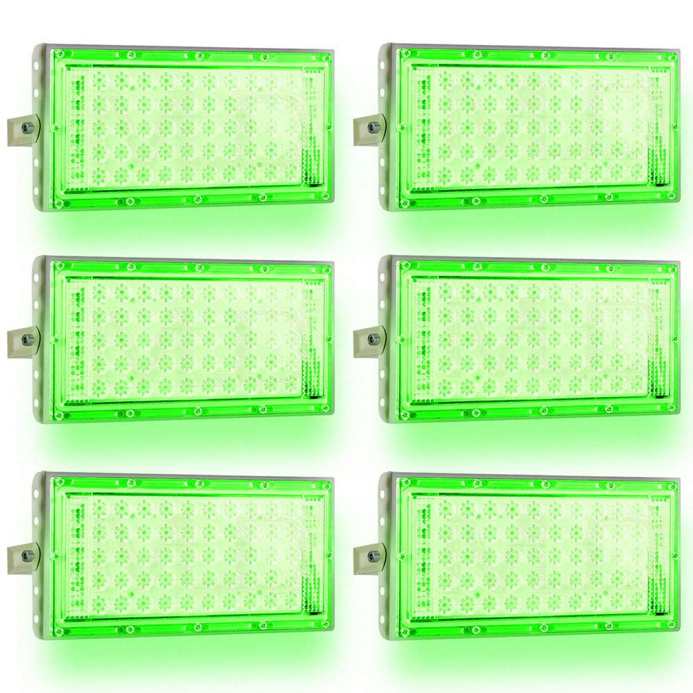 MLD 60 watt Led Brick Flood Focus Light for 50LED Base IP65 Outdoor Indoor Waterproof with Green Lamp - 60W 220V AC Pack of 6