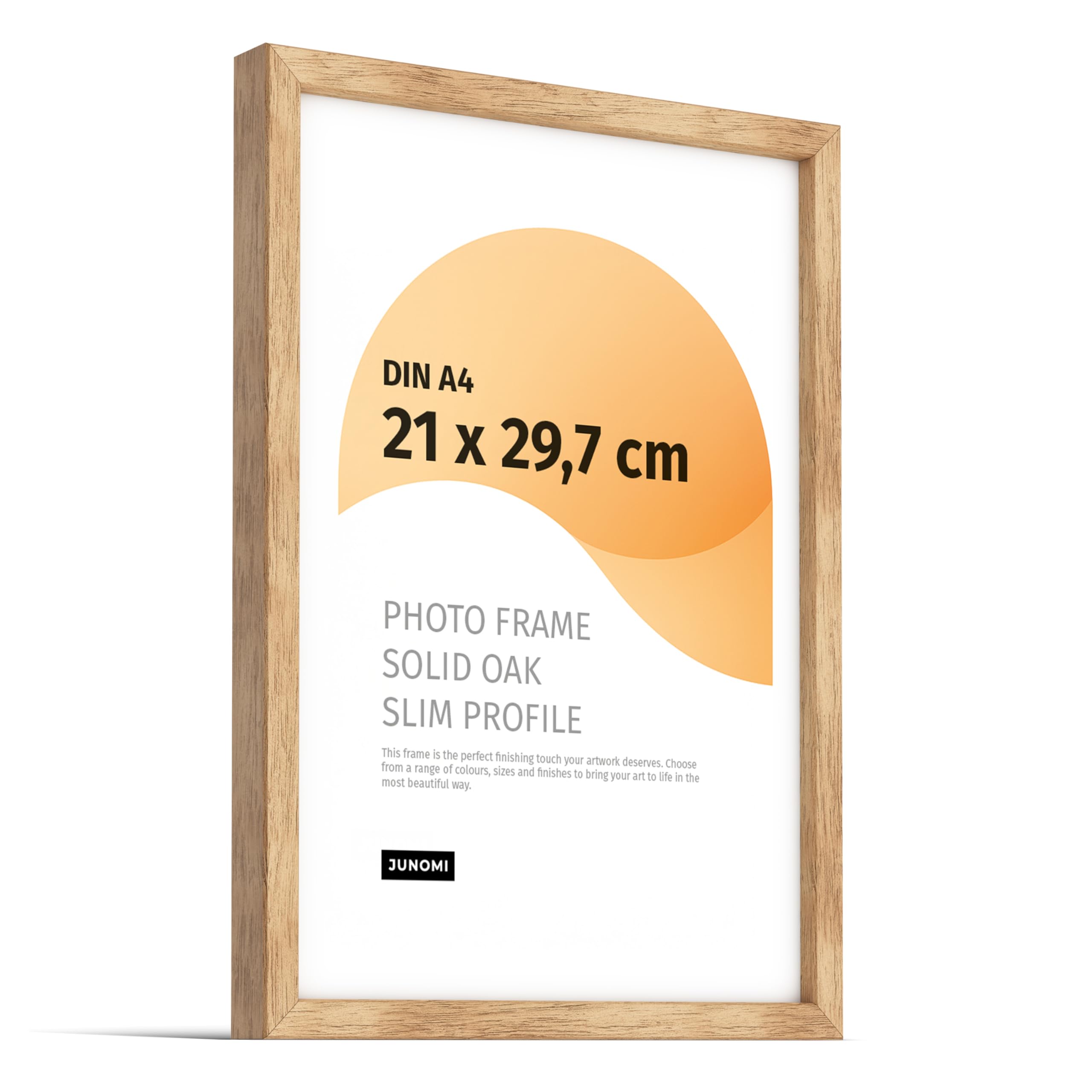 JUNOMI Premium Oak Picture Frame A4 (21 x 29.7 cm) - Real Oak Wood Frame with Shatterproof Acrylic Front, 21x29.7 cm / 1x