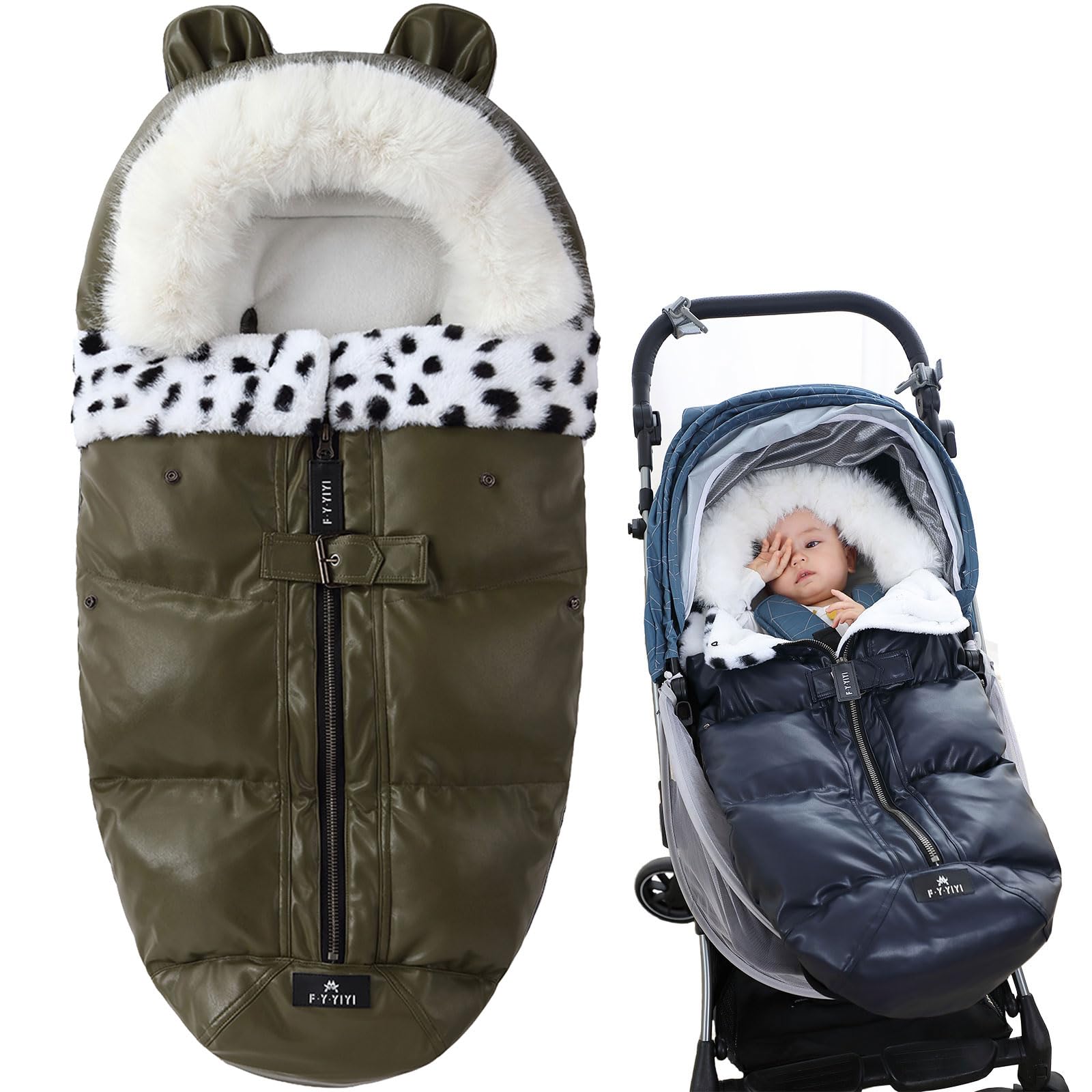 Saco universal para cochecito de bebé, impermeable, acogedor, cálido para invierno, saco de dormir, saco de dormir para interiores y exteriores (verde militar)