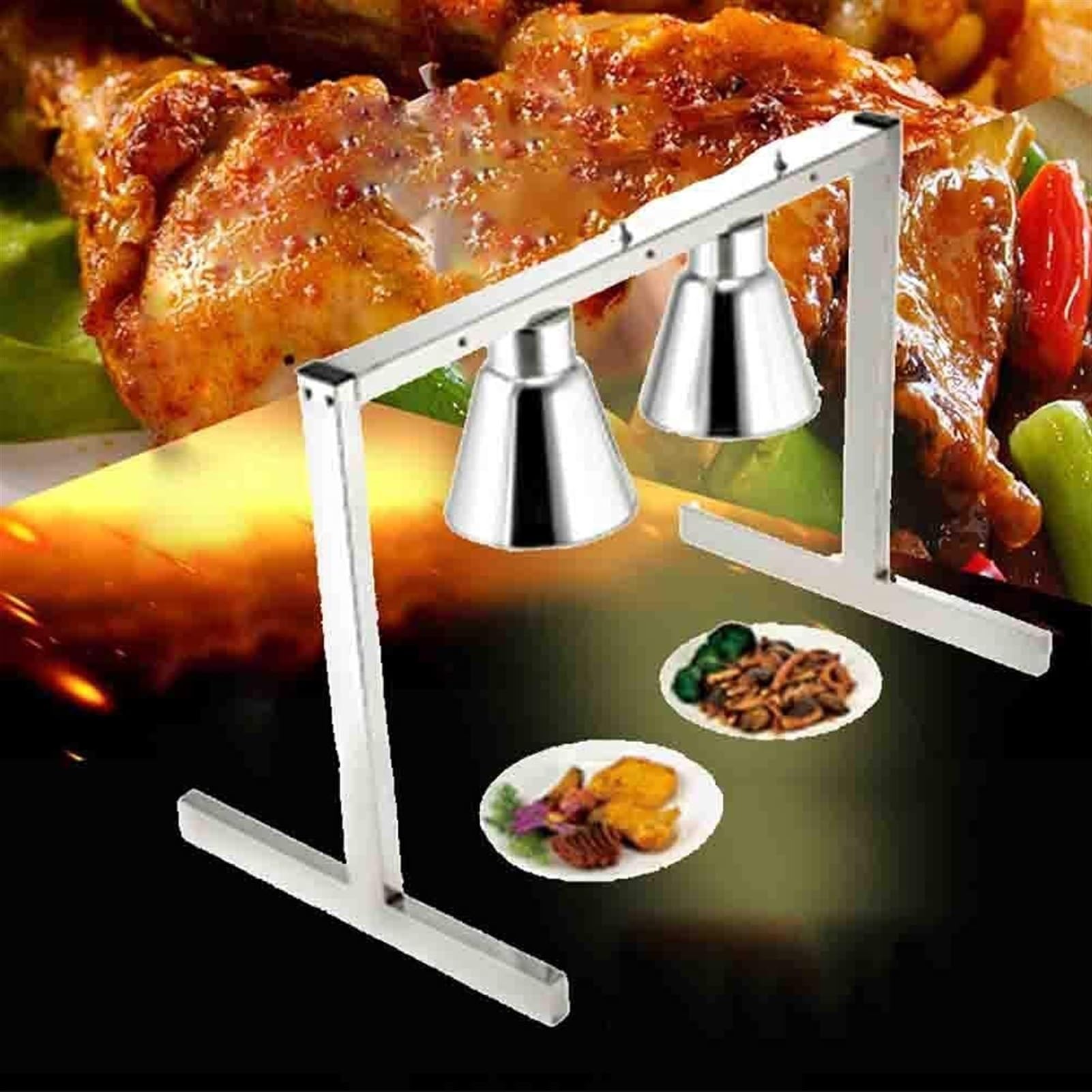 Lampada riscaldante for alimenti Lampada for la conservazione del calore degli alimenti a infrarossi Lampada for il riscaldamento degli alimenti a doppia testa in acciaio inossidabile for buffet del r
