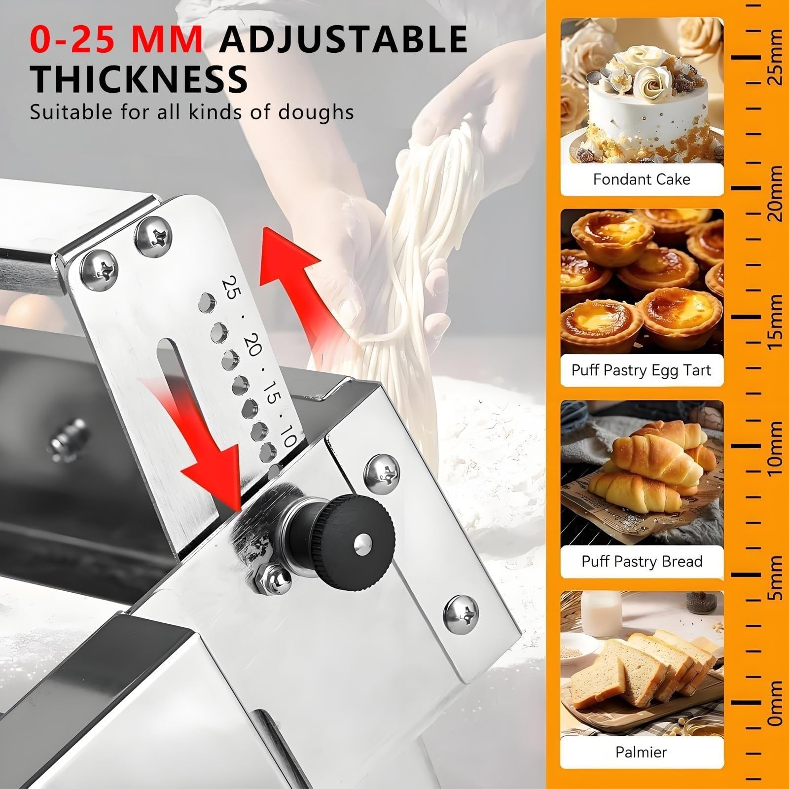 Manuelle Teigausrollmaschine, verstellbare Faltmaschine for Pizza, Croissants