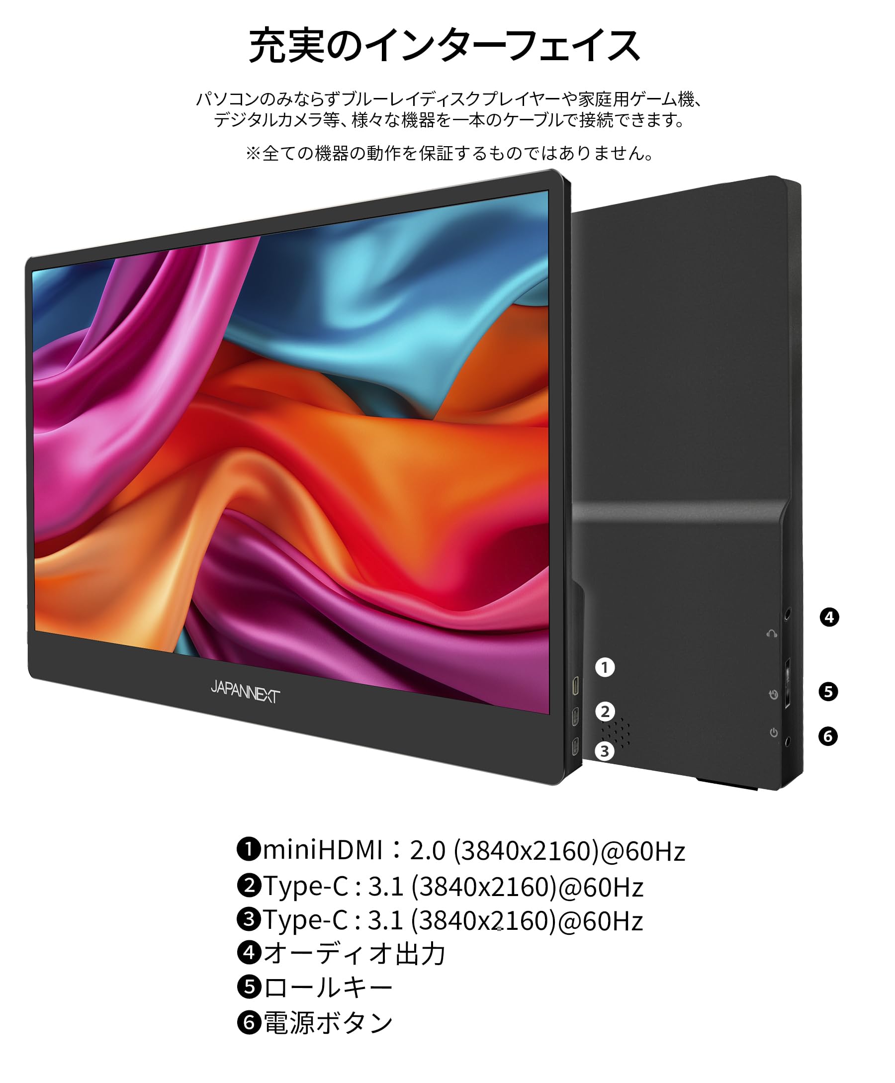 Amazon.co.jp: JAPANNEXT 14インチ モバイルモニター IPS パネル 4K 