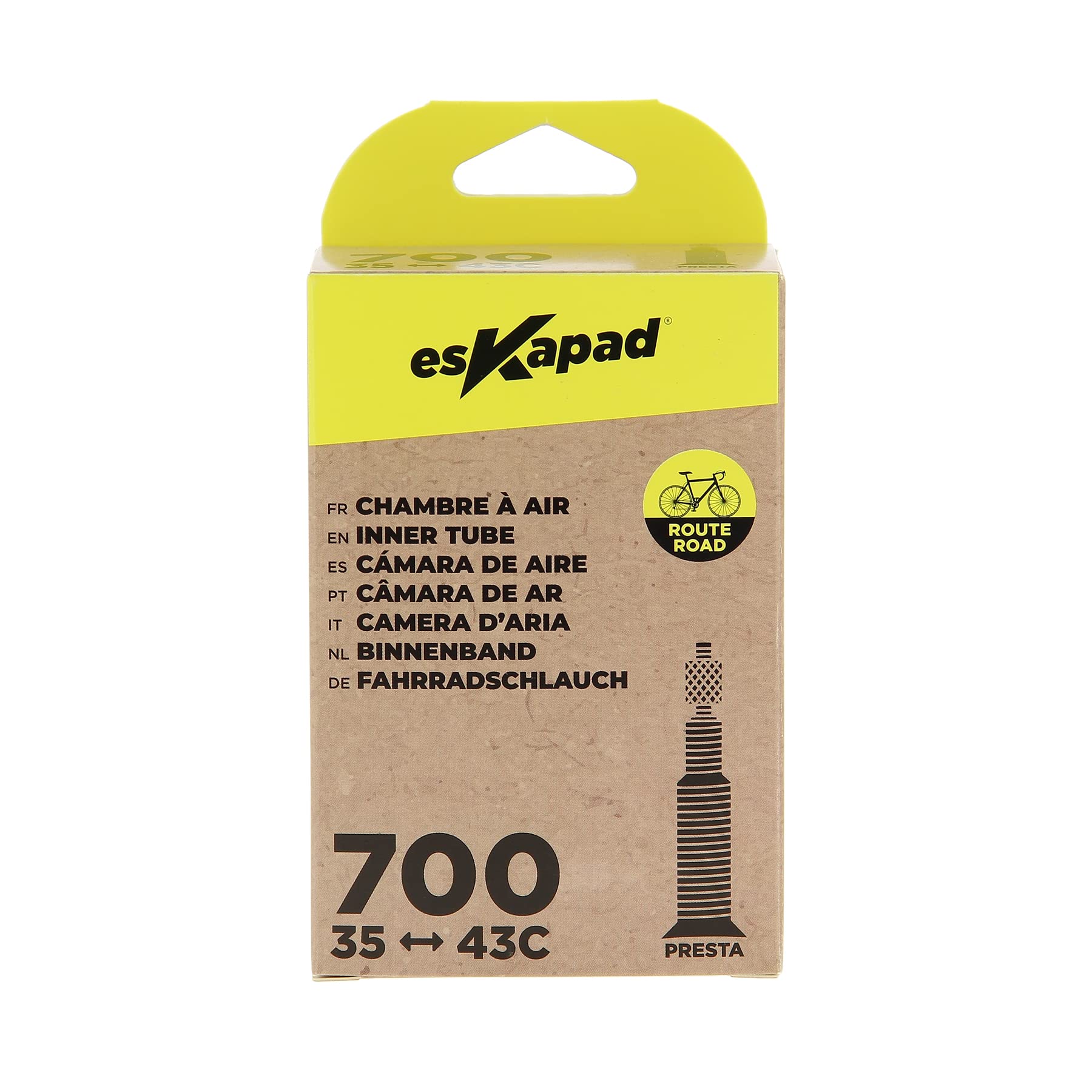 esKapad Road Bike Inner Tube 700 x 35/43C Presta Valve Unisex-Adult, Black, 700x35/43C - Image 2