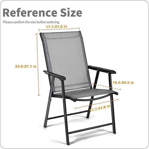 Miniatura 6 de Deisy Dee Fundas para sillas de comedor de patio, fundas de silla plegables de acero para exteriores, fundas de metal para sillas de jardín (1,