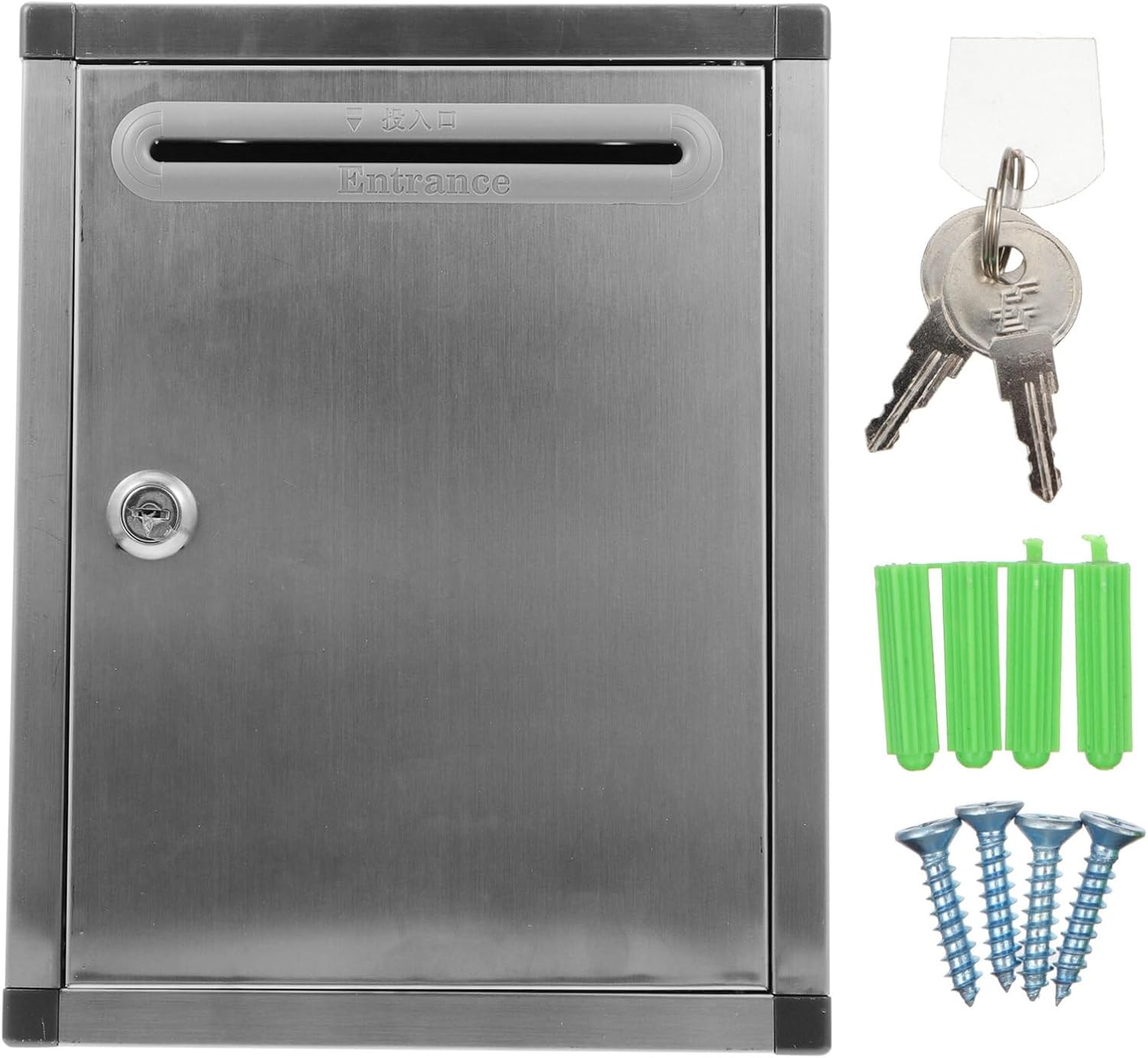 Lockable Stainless Steel Letter Box Wall Mount Mailbox Outdoor Suggestion and Complaint Box for Confidential Mail Storage