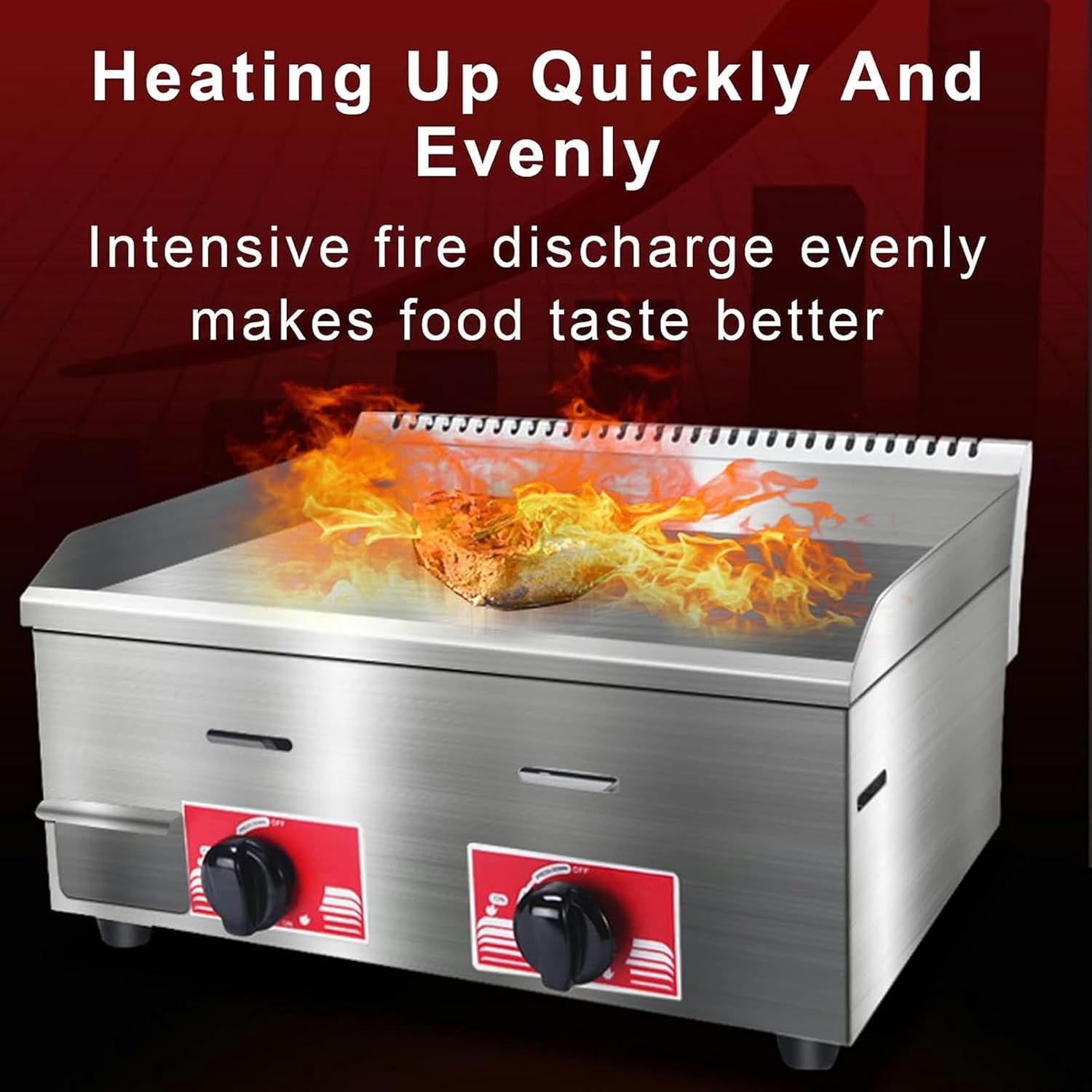 21" Commercial Gas Electric Griddle, Heavy Duty Stainless Steel Teppanyaki Flat Top Grill, for Kitchen Restaurant BBQ Tools