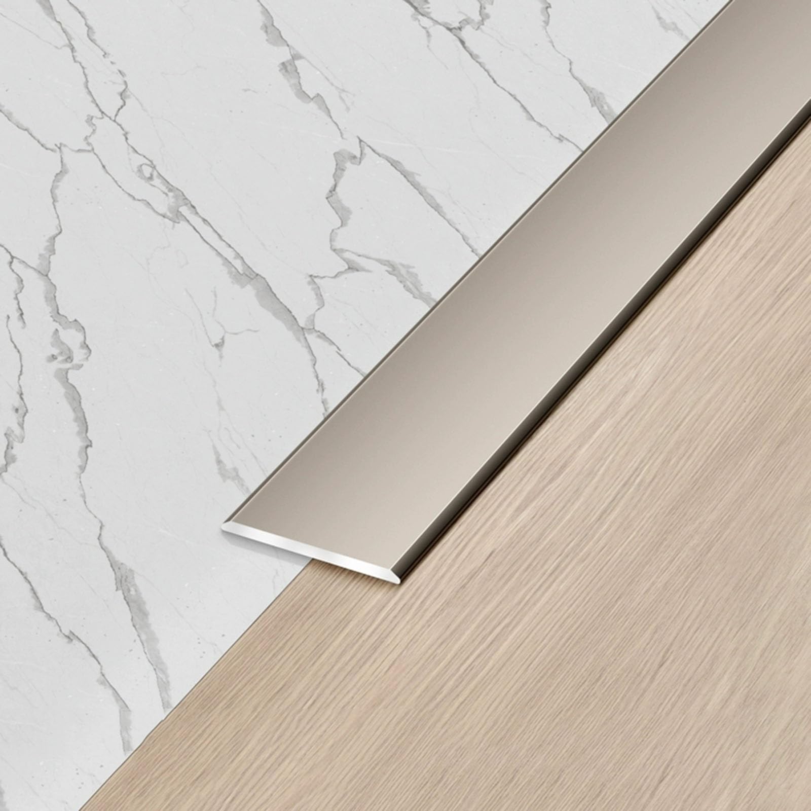 Door Threshold， Aluminum Floor Transition Strip, Flat Divider, Covers Laminate Floors/Wood/LVT - Metal Plate Joins Flooring(Brown,50mm)