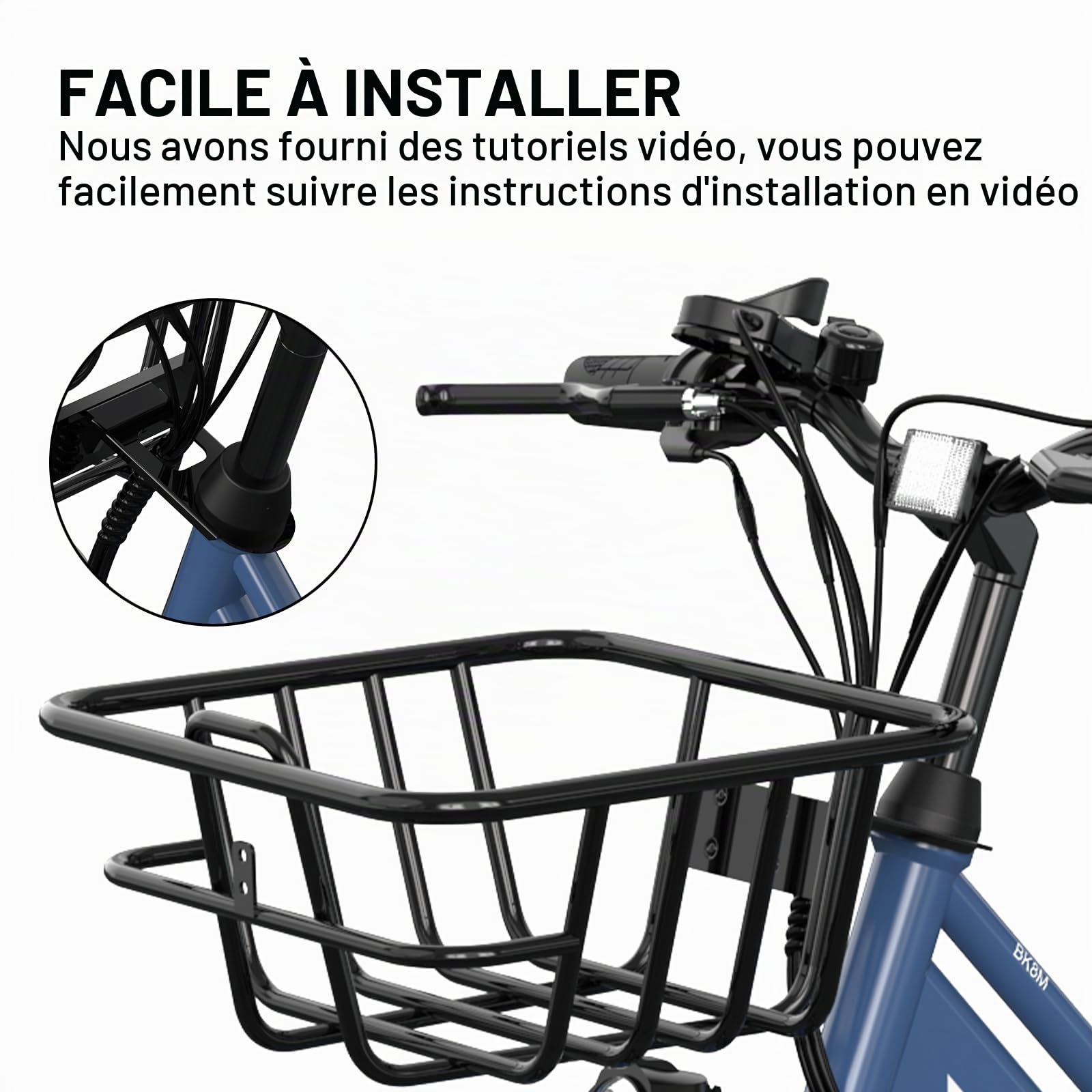 HITWAY Panier Avant pour vélo, Panier pour vélo, imperméable, Facile à Installer, Panier pour vélo, métal Noir