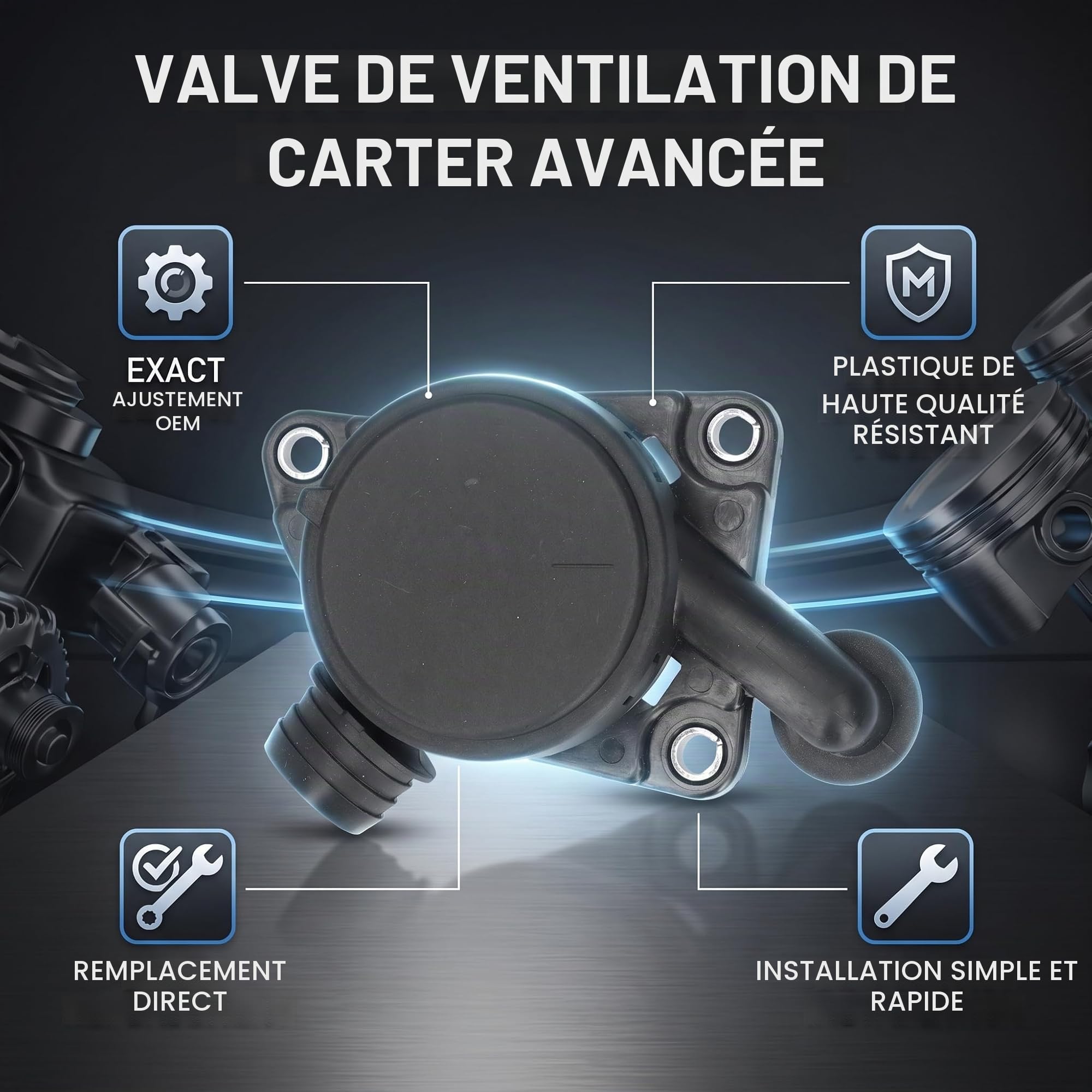 Soupape de Reniflard de Carter, A6420101891 6420101891 Remplacement de Soupape de Ventilation de Carter de Reniflard de Séparateur D'huile de Bloc Moteur pour W164 X164 W251 W221 S320