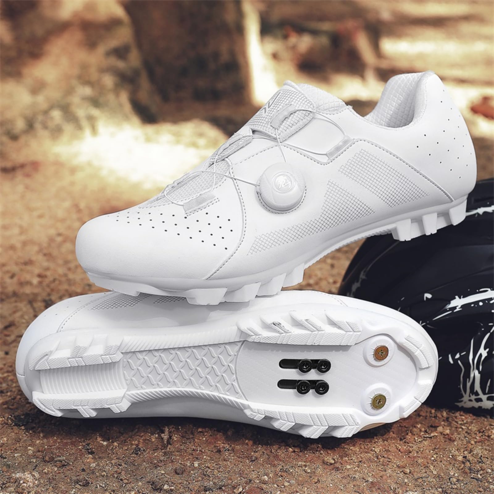 JiuQing MTB Fahrradschuhe Damen Herren Mit 2-Loch SPD Cleats Leichte Mountainbike Schuhe Für Indoor Outdoor