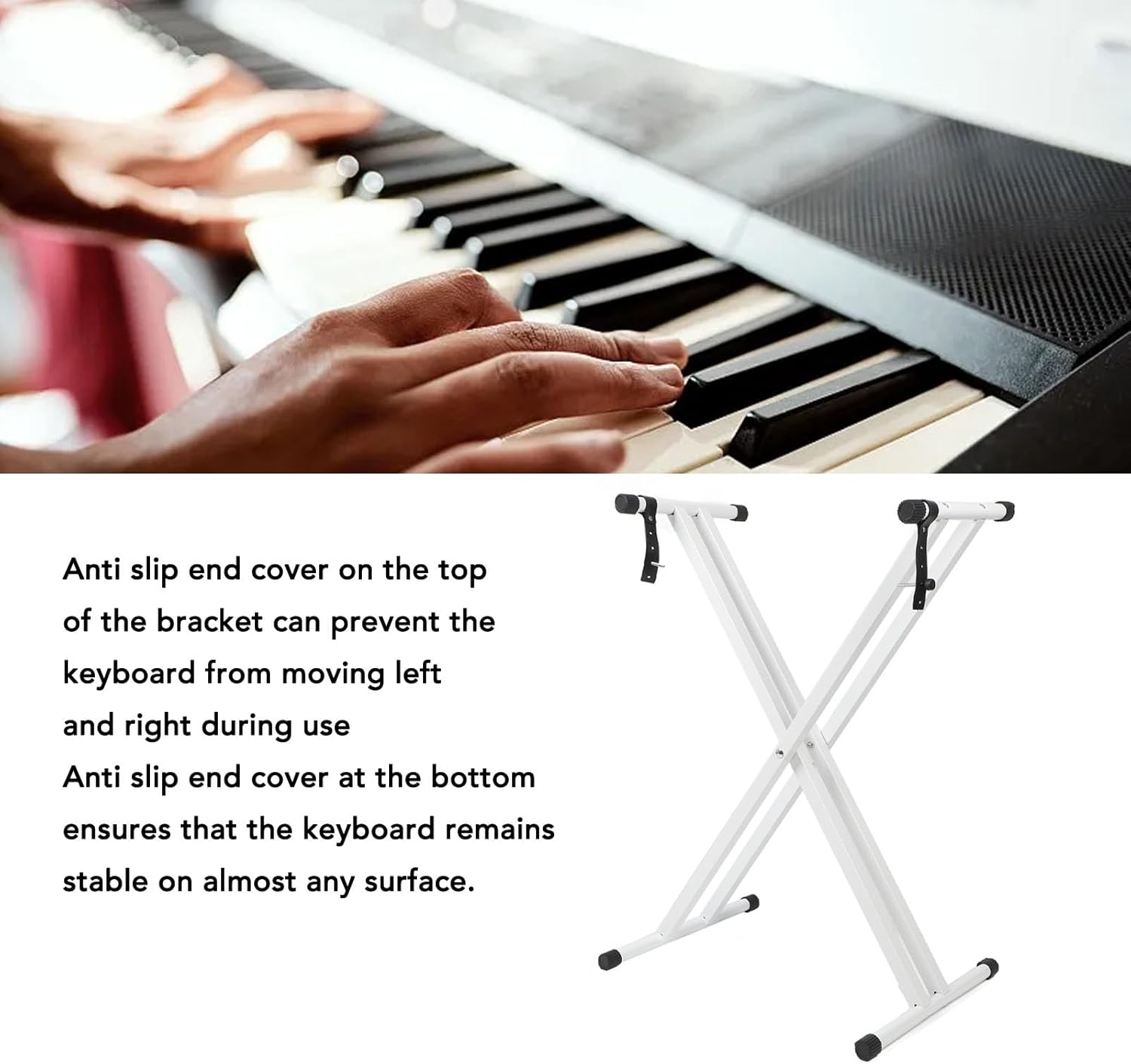 Keyboard Stand Heavy Duty Adjustable Electronic Keyboard Stand Non Slip Double X Frame for 54 to 88 Keys Features Dependable Stability Portable Design