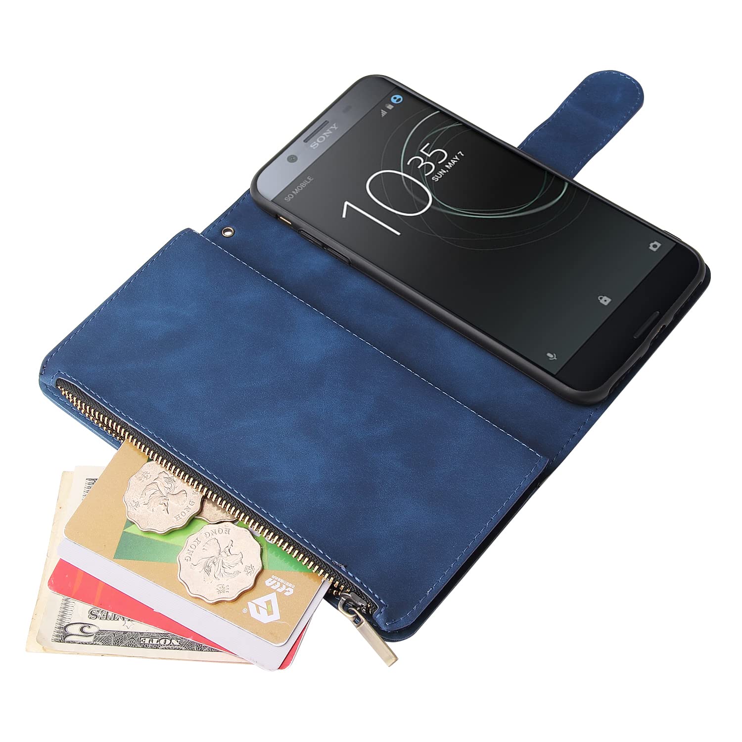 Asuwish Compatibile con Sony Xperia XZ3 Custodia a portafoglio e vetro temperato Proteggi schermo Supporto per carte di credito Magnetico in Pelle Flip Accessori Telefono Cover per Experia ZX3 H8416