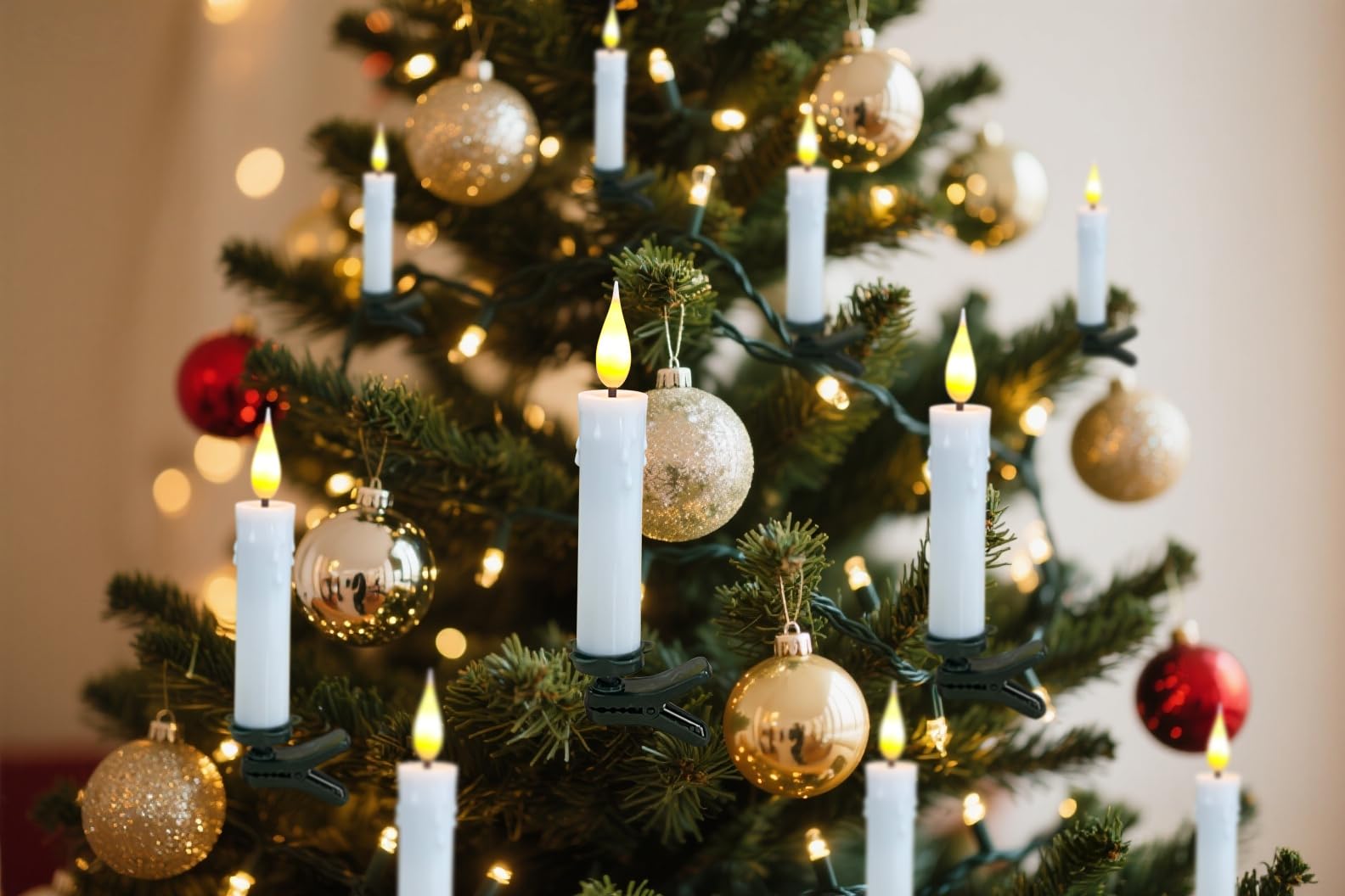 10 candele a LED ricaricabili senza fiamma con stoppino bianco 3D, con clip rimovibili, telecomando a 8 tasti con timer, luce bianca calda per decorazioni natalizie