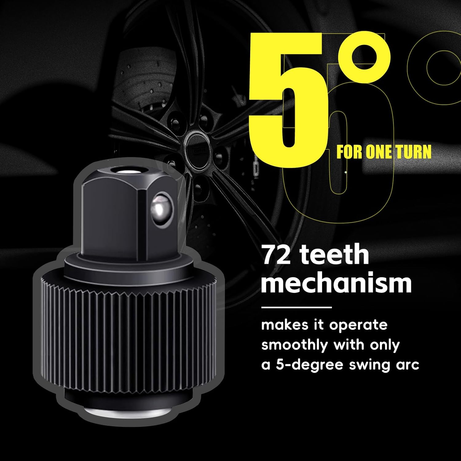 6-Piece Flex Head Ratchet Set, Swivel Head Ratchet Wrench with 1/4", 3/8", 1/2" Drive, Swivel Ratchet with Extension Bar, 72-Tooth Flexible Wrench Handle, 180° Adjustable with EVA Foam