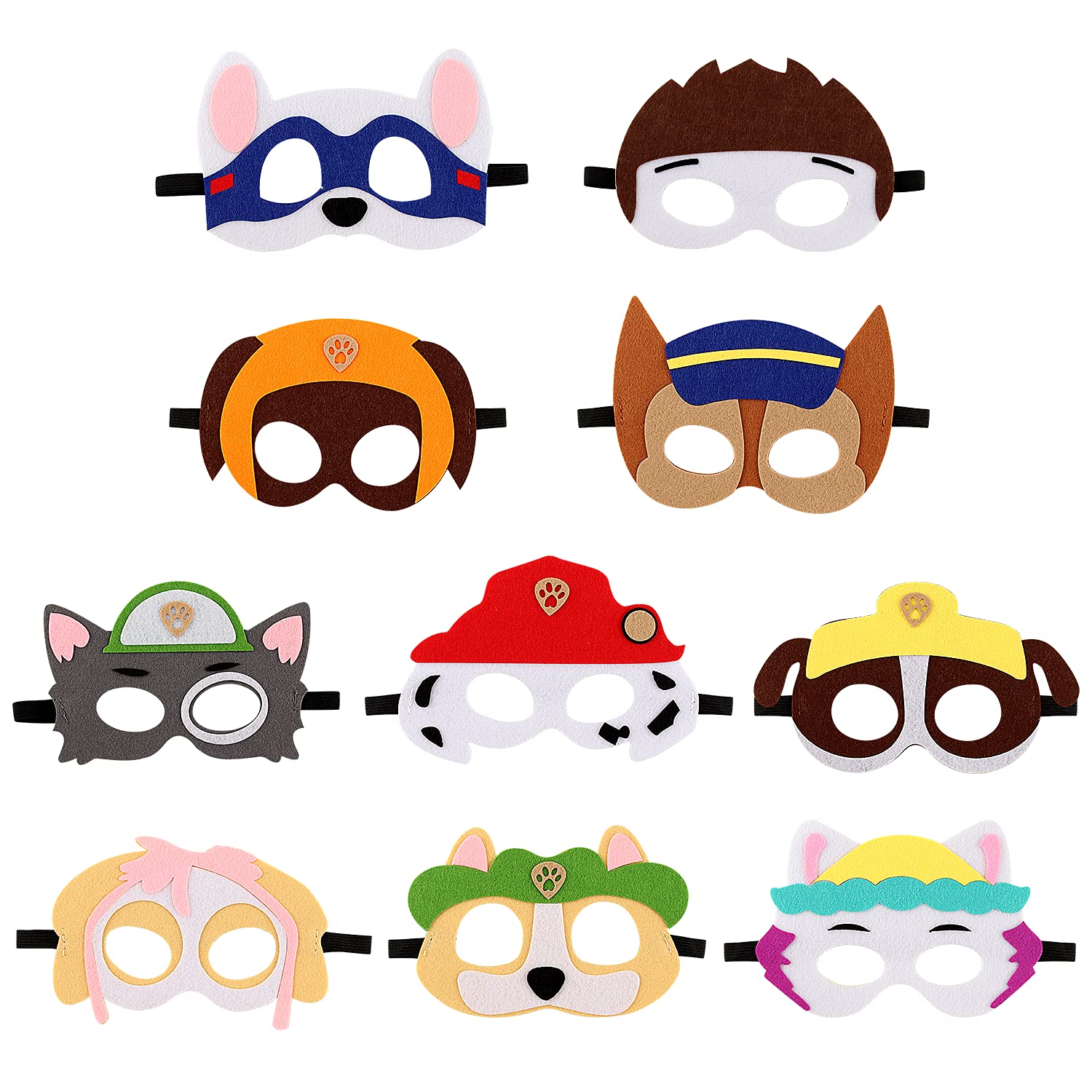 10 pcs piezas Caretas Patrulla canina, Juguetes para Perros Pata de Patrulla,Máscaras Partido Perrito,Máscaras Animales Perro los niños Cosplay,Máscaras Cumpleaños Halloween Animales Carnaval