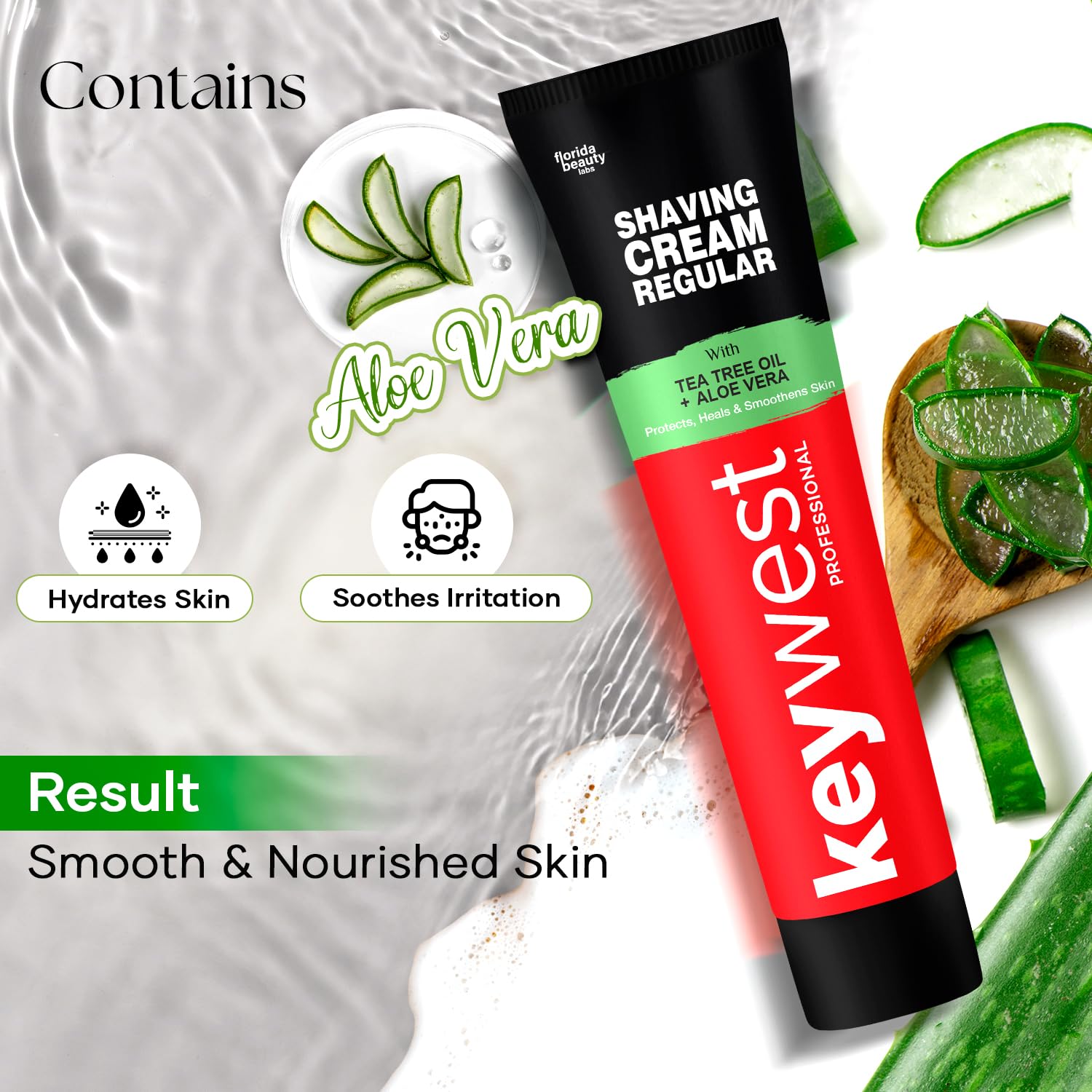 Keywest Regular Shaving Cream 125gm for Men All Skin Types | Enriched with Tea Tree Oil & Aloe Vera | Protects, Heals & Smoothens Skin | Prevents Razor Burns 1