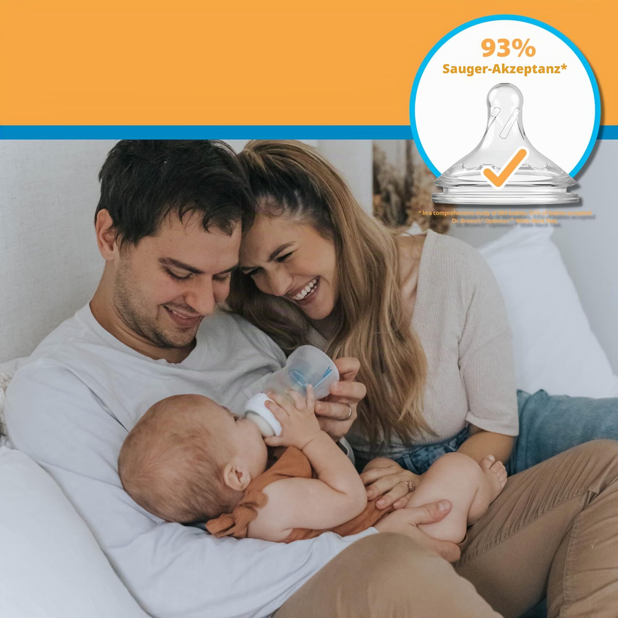 Dr. Brown's Natural Flow Anti-Colic Options+ Weithals-Babyflasche aus Glas, 9 oz/270 ml, mit langsamem Sauger der Stufe 1, 2er-Pack (Verpackung kann variieren)