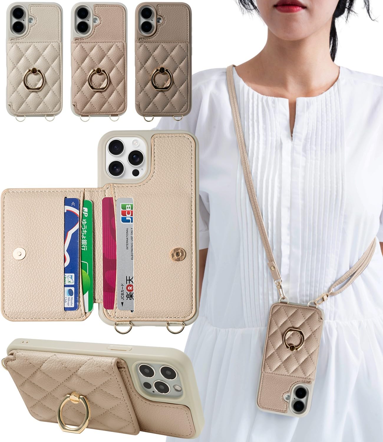 Amazon.co.jp: shinyle ケース iphone16 用 ショルダー キルティング