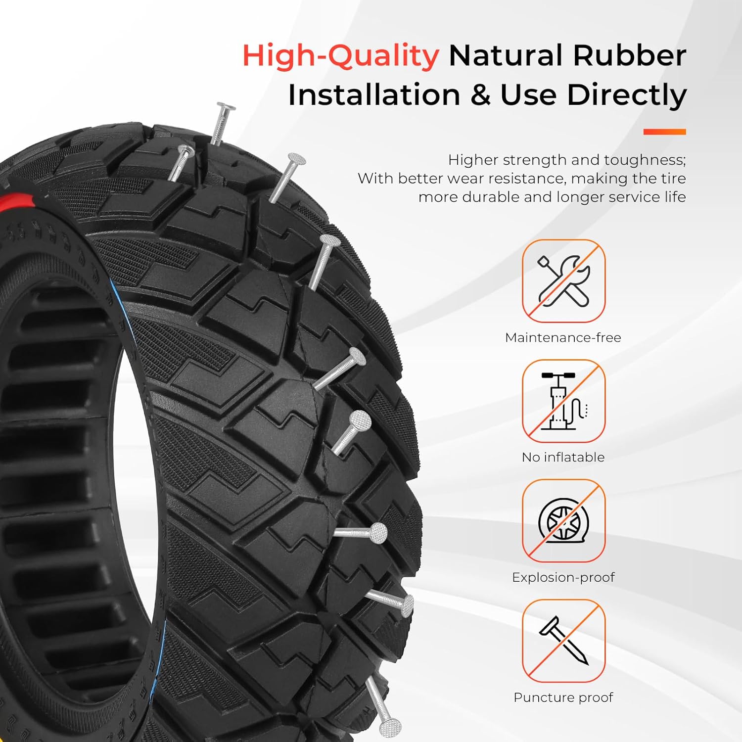 9x3.0-5.5 Electric Scooter Solid Tire for Kukirin G2 pro Scooter, Replacement Front or Rear Solid Tire 1PCS