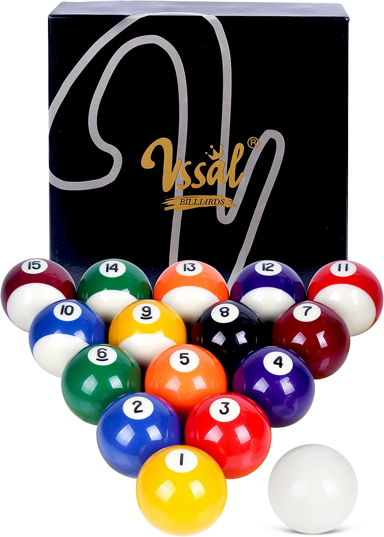 Regulation Billiard Balls, Glossy Pool Table Ball, Complete 16 Pool Balls Billiard Set, Premium Polyester Resin, for Friends, Family and Billiards Lovers