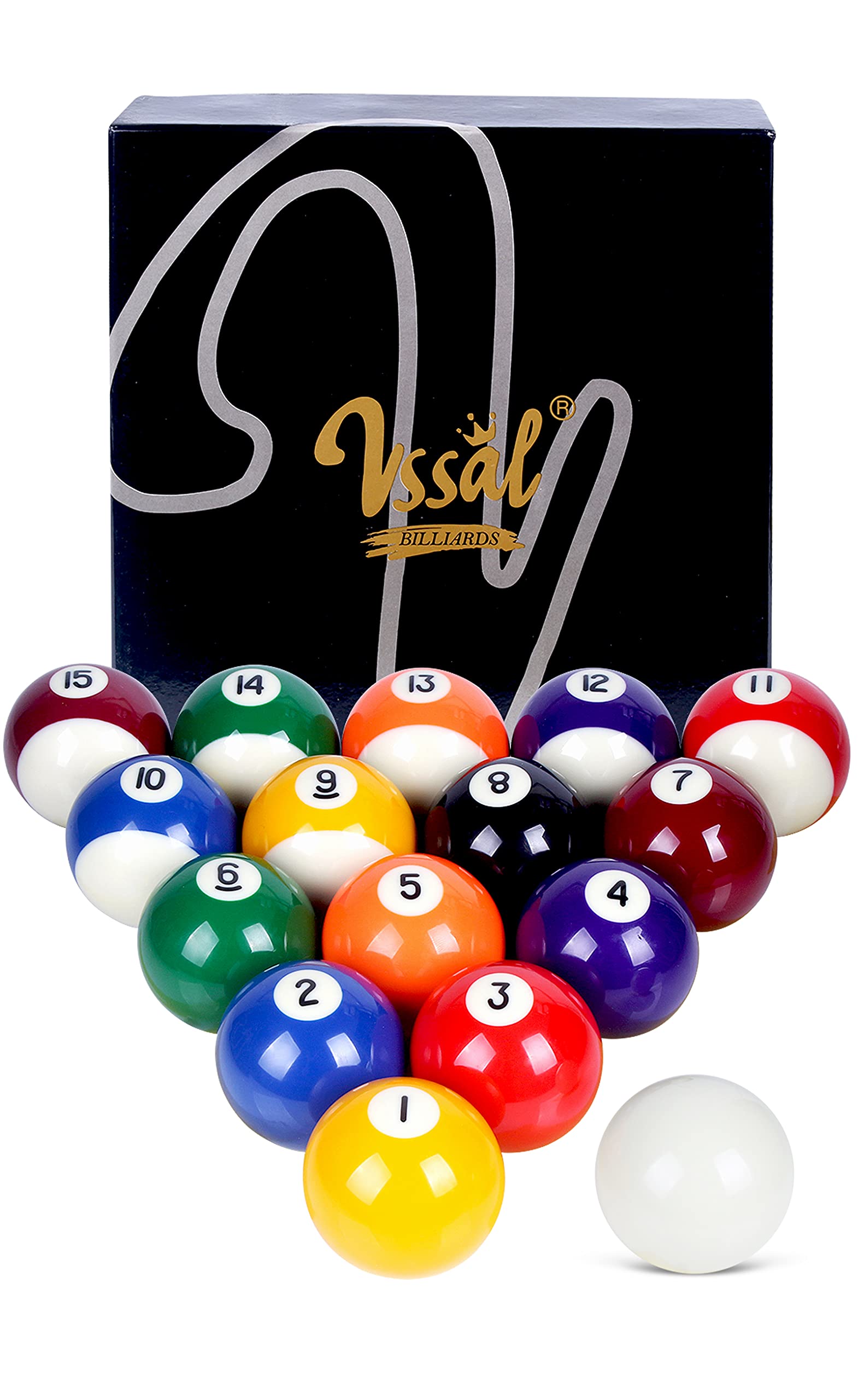 Pool Balls Billiard Set for Pool Table Upgrade, 16-Piece Tournament Grade 2.25 inch Regulation Size and 6 oz Weight | Premium Resin | Gift Box for Game Room