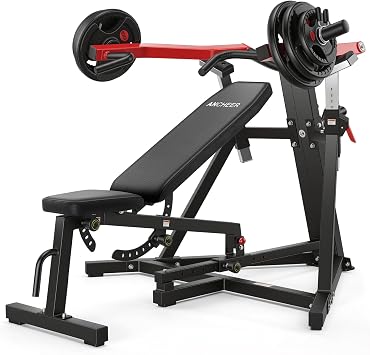 ANCHEER Chest Press Machine with Weight Bench, 1250LBS Bench Press Machine with Independent Arms, 10+5 Adjustable for Full Chest & Upper Body Strength Training Home Gym Equipment