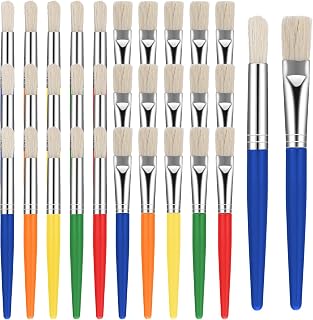 30 Pcs Paint Brushes for Kids, Round and Flat Painting Brushes Easy to Clean & Grip Toddler Paint Brush Washable Craft Brush for Acrylic Oil Watercolor