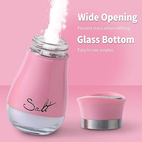 Miniatura 3 de Juego de salero y pimentero, acero inoxidable con botella de vidrio para mesa, RV, campamento, barbacoa, juego de 2, rosa