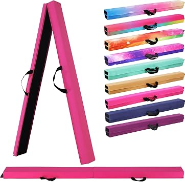 6FT/9FT Folding Balance Beam for Kids ages 3-39- Foldable Gymnastics Floor Beam,Anti-Slip,Carrying Bag, Faux Suede Covered,EVA foam,Gymnastics Equipment for Kids Training At Home,School,Gym Center