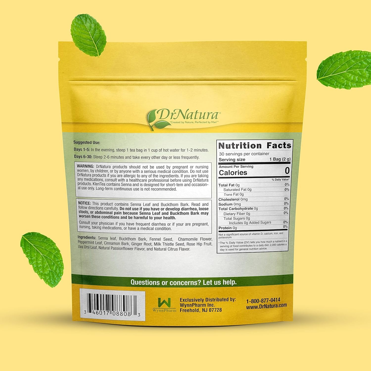 DrNatura KleriTea® Herbal Tea, Caffeine-Free Herbal Tea for Gentle, Effective Bowel Stimulation - All Natural & Vegetarian, 30 Day Supply (Pack of 3)