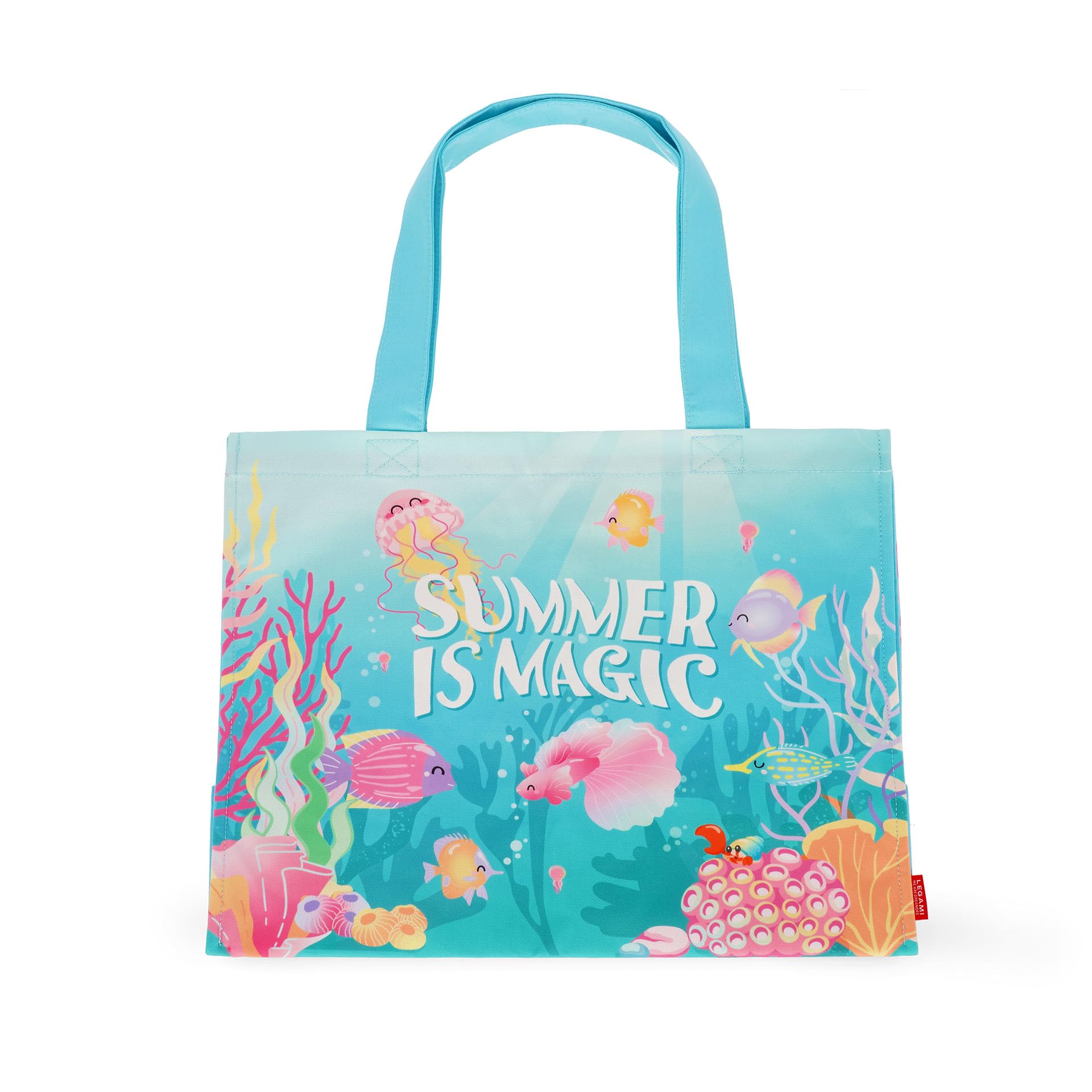 Legami – Bolso de playa para mujer, grande, de material reforzado, con cierre magnético, de transporte, capacidad de carga de hasta 15 kg, 44 x 61,5 cm