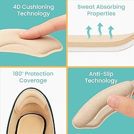 Walkize Metatarsal Pads Women | Heel Inserts for Women | Ball of Foot Cushions (2 Pairs Foot Pads) All Day Pain Relief and Comfort One Size Fits Shoe Inserts (Heel Grip Beige, 2 Pairs)