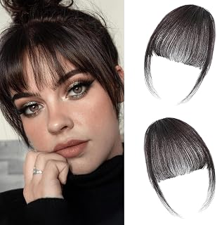 Clip in Bangs Hair Fringe Bangs Remy 100% Human Hair Pieces for Women Air Bangs Hair Brown Black