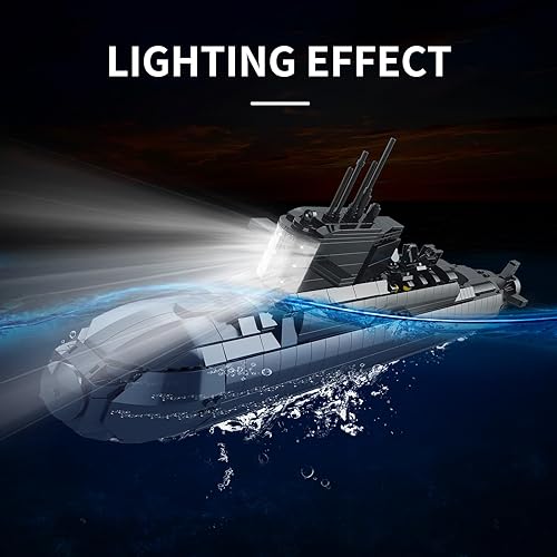 Miniatura 2 de KEAOOD Juguetes de construcción de submarino nuclear militar, juguetes de construcción submarino del ejército de la Segunda Guerra Mundial,