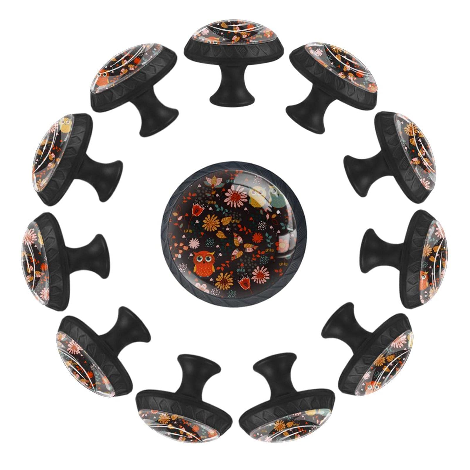 Boutons de tiroir chouette 35mm lot de 12 poignées rondes en bois pour commode enfant