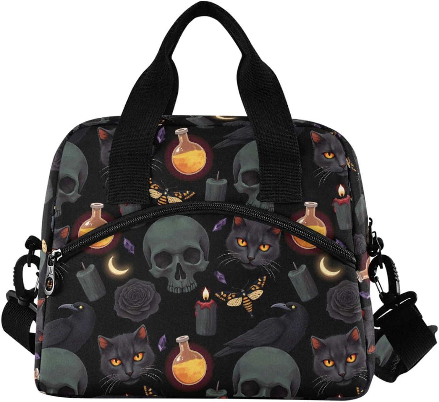 MNSRUU Insulated Grey Skull Lunch Bag - Reusable Leakproof Cooler for Work, School