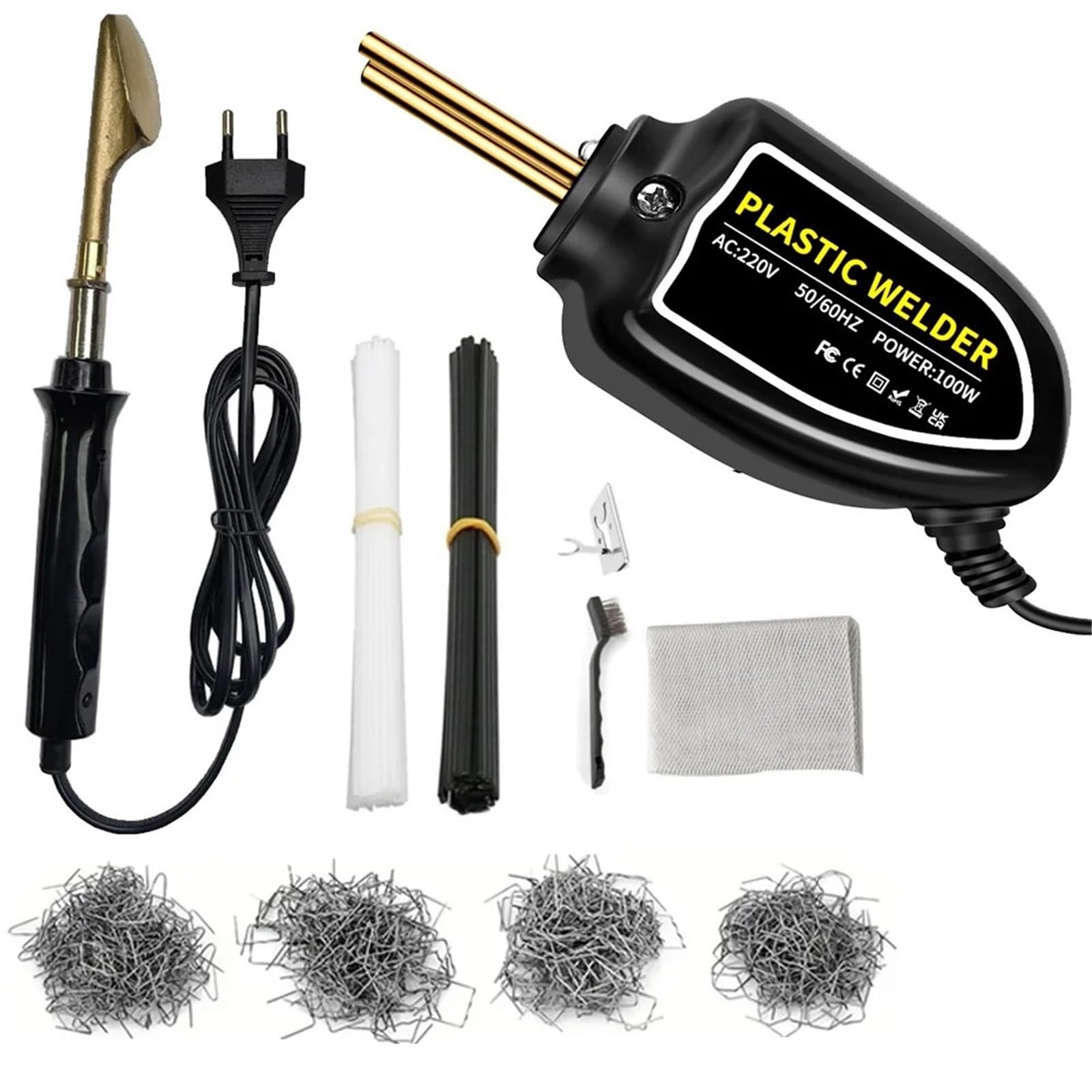 Grapadora caliente 200/1000 piezas, herramienta reparación plástico para reparar grietas en parachoques coche. Soldadores