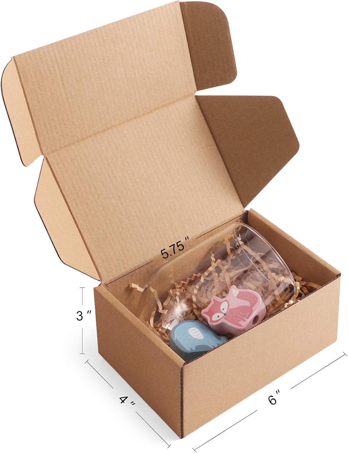 Eupako 6x4x3" Corrugated Box Mailers 25 Pack Brown Cardboard Small Shipping Boxes for Mailing with 25 Stickers : Office Products