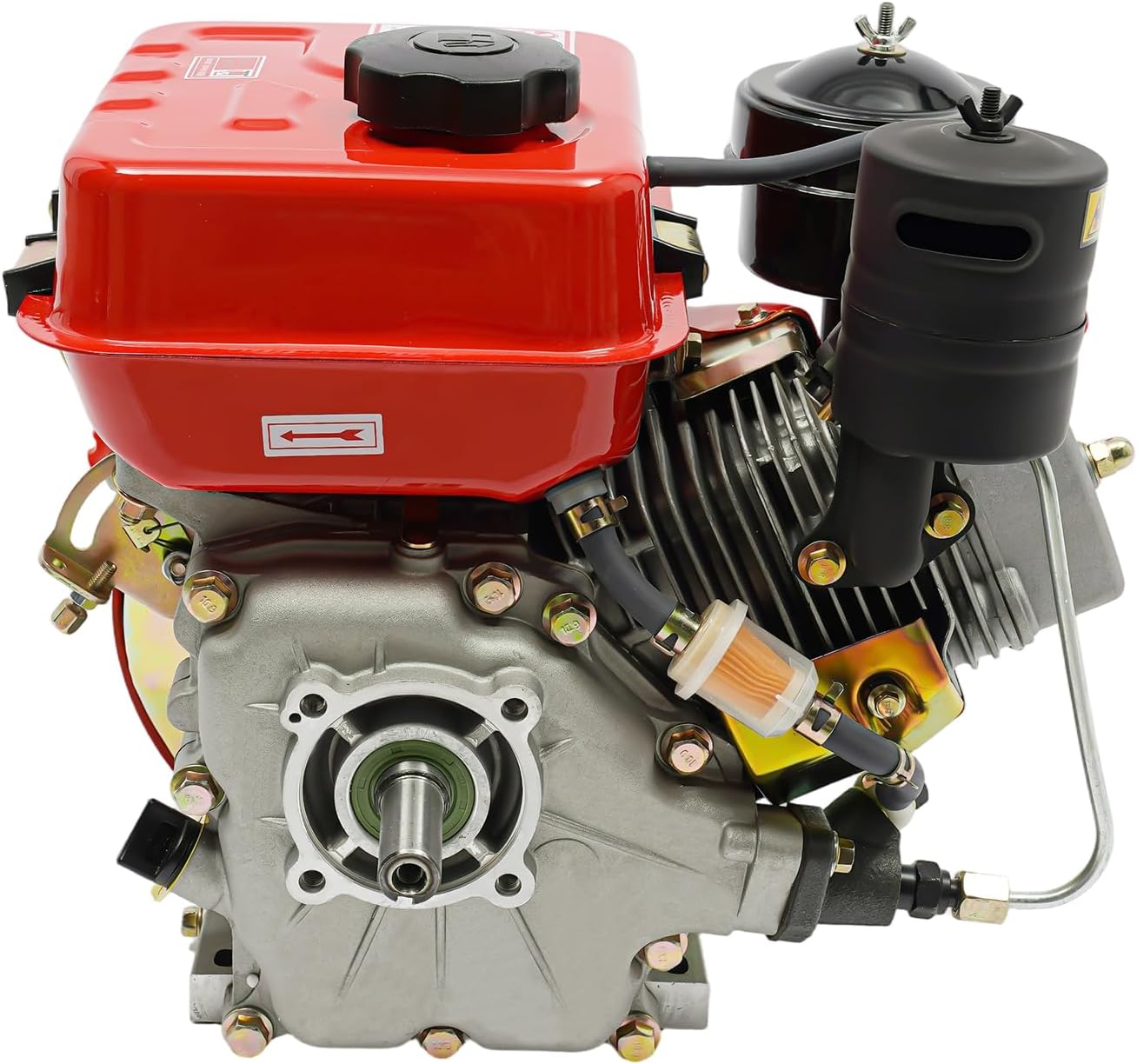 Single Cylinder 4-Stroke 3HP Diesel Engine, 2200W 3800RPM Manual Start Diesel Motor with 3.5L Fuel Tank, Small Engine for Forklifts, Bulldozers, Harvesters, Lawn Mower, Low Noise & Fuel Efficient, Red