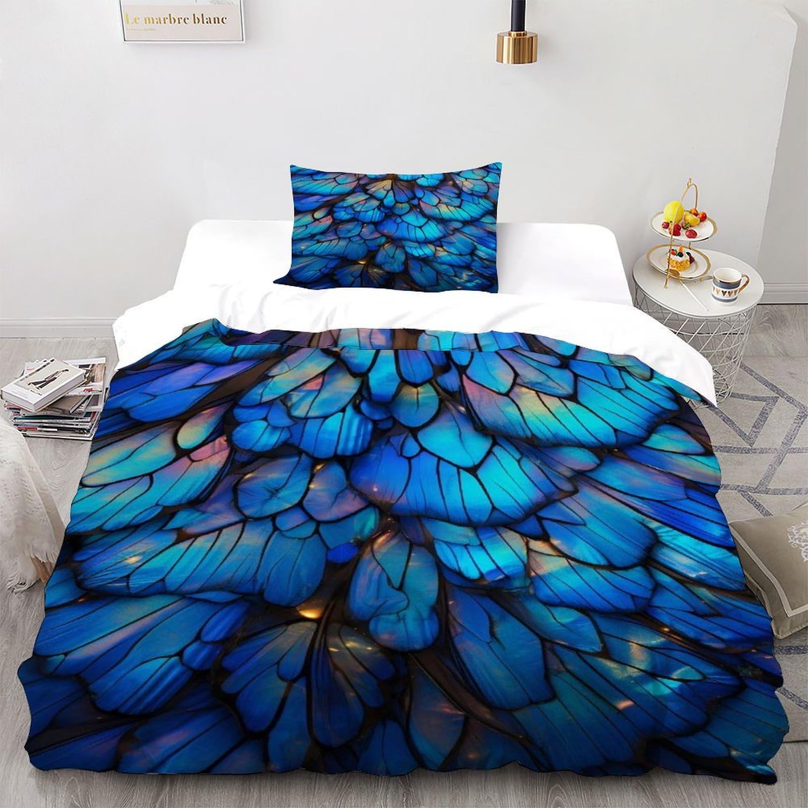 Housse de couette ailes de papillon anti-glissement avec taies d'oreiller